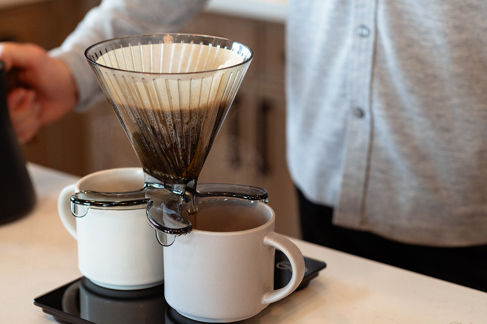 A video of Divvi brewing coffee.